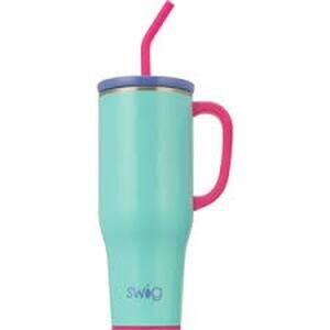 Brand New! Swig Life Insulated Stainless Steel Mega Mug Aqua Colorblock 40 oz.